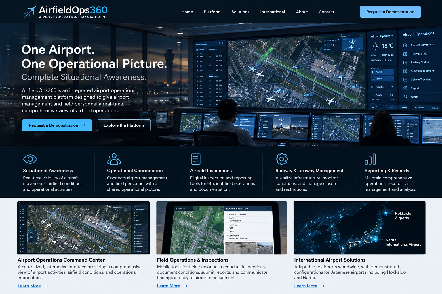 Illustrative concept of an airport operations command center